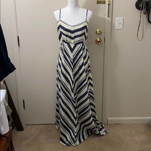 Fossil blue and off white chevron maxi print dress